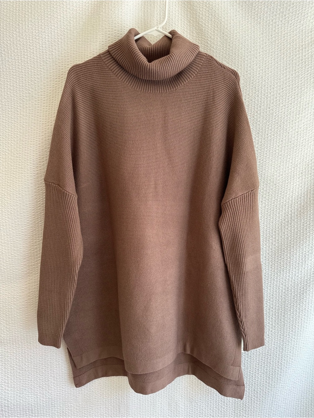 EFAN Oversized Ribbed Turtleneck Sweater Mocha Brown Tunic XL NWT Slouchy